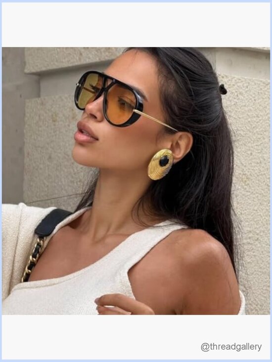 Retro Oversized Metal Aviator Sunglasses UV Protection Unisex main image 5